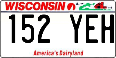 WI license plate 152YEH