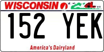 WI license plate 152YEK