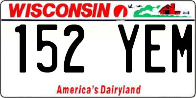 WI license plate 152YEM