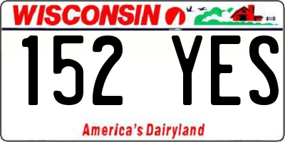 WI license plate 152YES