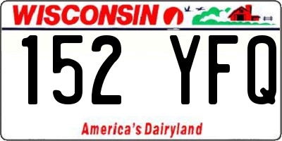 WI license plate 152YFQ