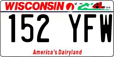 WI license plate 152YFW