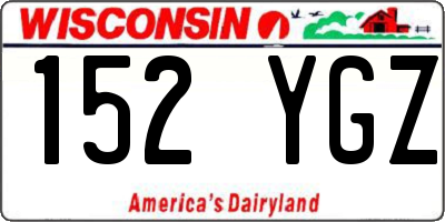 WI license plate 152YGZ