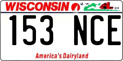 WI license plate 153NCE