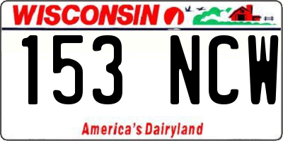 WI license plate 153NCW