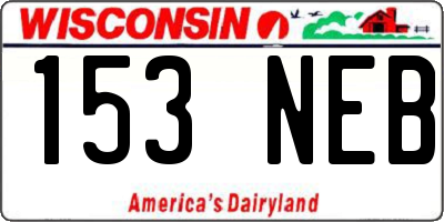 WI license plate 153NEB