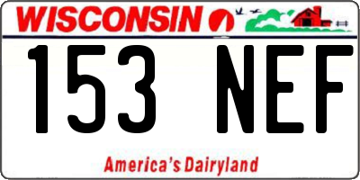 WI license plate 153NEF