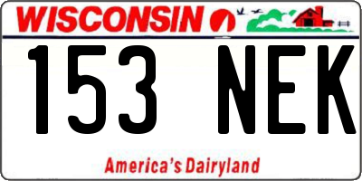 WI license plate 153NEK