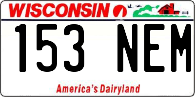 WI license plate 153NEM