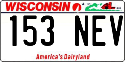 WI license plate 153NEV