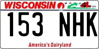 WI license plate 153NHK