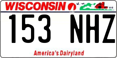 WI license plate 153NHZ