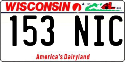 WI license plate 153NIC