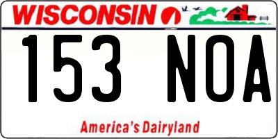 WI license plate 153NOA