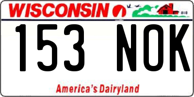 WI license plate 153NOK