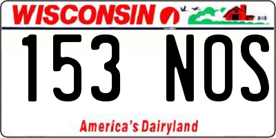 WI license plate 153NOS
