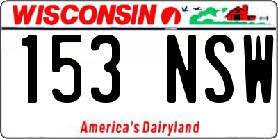 WI license plate 153NSW