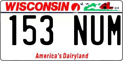 WI license plate 153NUM
