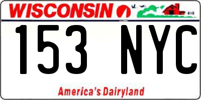 WI license plate 153NYC