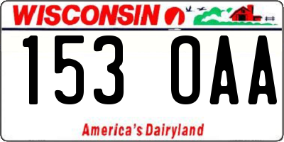 WI license plate 153OAA