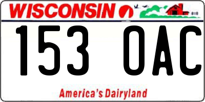 WI license plate 153OAC