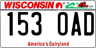WI license plate 153OAD