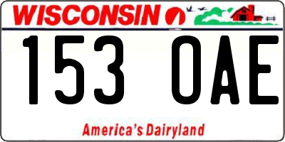 WI license plate 153OAE