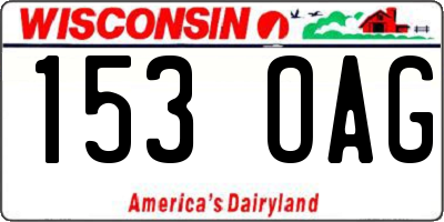 WI license plate 153OAG