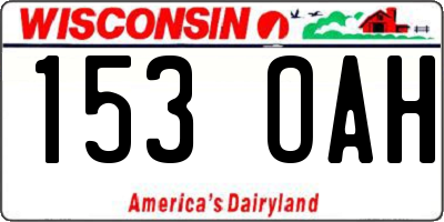 WI license plate 153OAH
