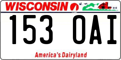 WI license plate 153OAI