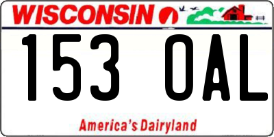 WI license plate 153OAL