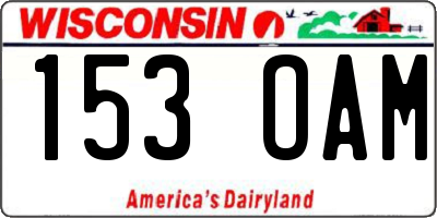 WI license plate 153OAM