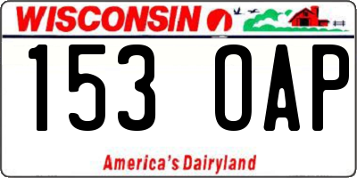 WI license plate 153OAP