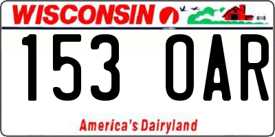 WI license plate 153OAR