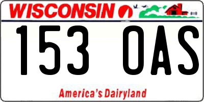 WI license plate 153OAS