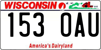 WI license plate 153OAU
