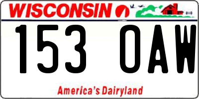 WI license plate 153OAW