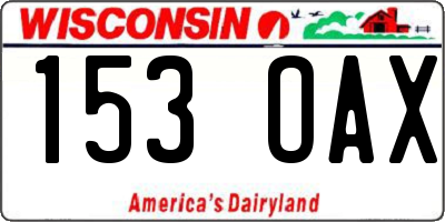 WI license plate 153OAX