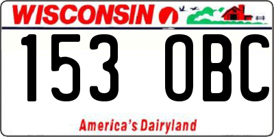 WI license plate 153OBC