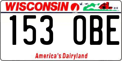 WI license plate 153OBE