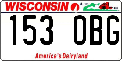 WI license plate 153OBG