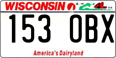 WI license plate 153OBX