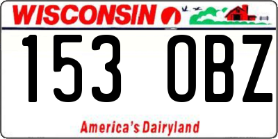 WI license plate 153OBZ