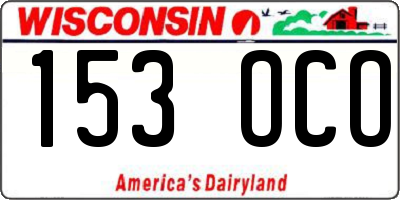 WI license plate 153OCO