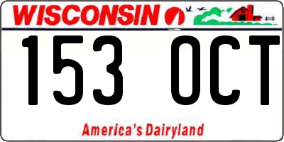 WI license plate 153OCT