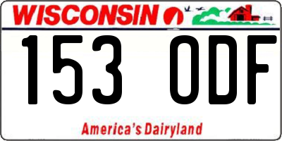 WI license plate 153ODF
