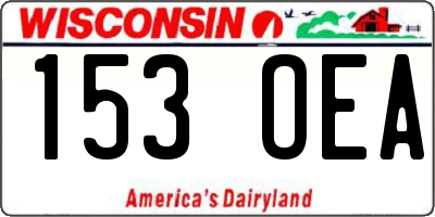 WI license plate 153OEA