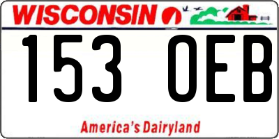 WI license plate 153OEB