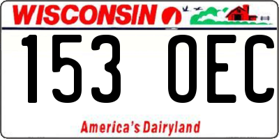 WI license plate 153OEC