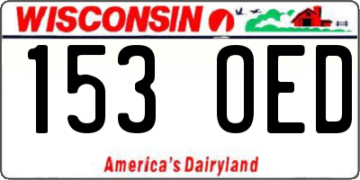 WI license plate 153OED